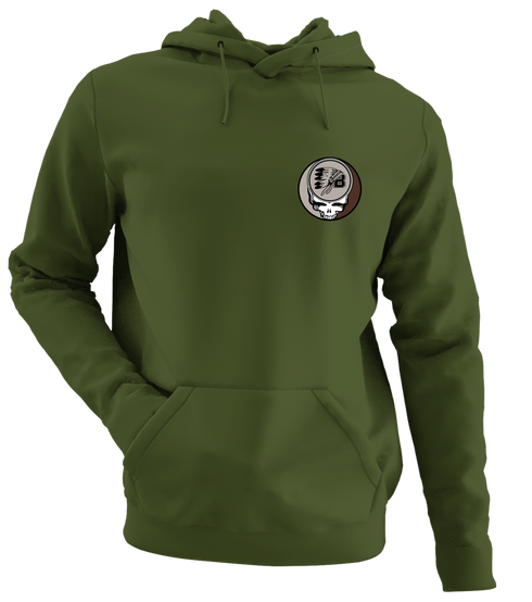 St Bonaventure Throwback - Premium Grateful Dead Left Chest Hoodie - Military Green
