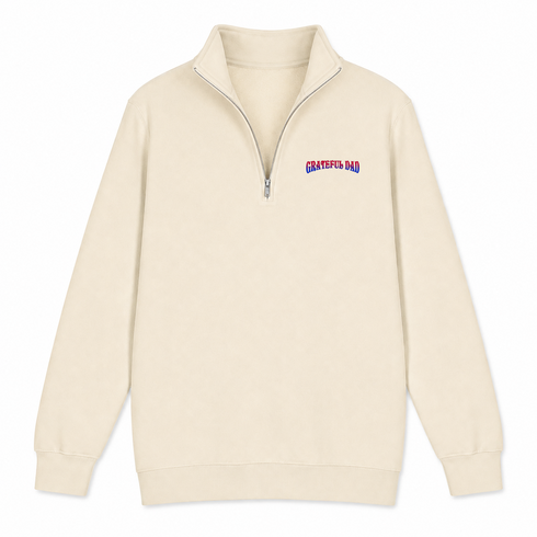 Grateful Dad - Premium Grateful Dead Quarter-Zip Pullover - Sand - 2