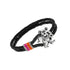Grateful Dead - Dancing Bear Sterling Silver, Orange and Pink Enamel & Leather Bracelet - StealieShop