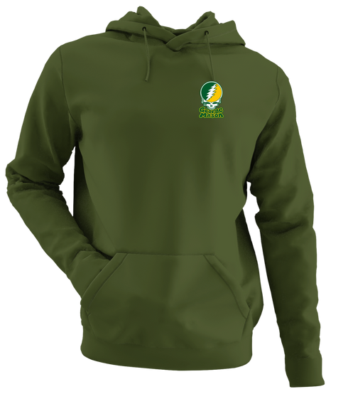 George Mason Stealie Premium Unisex Hoodie — Design: George Mason University — Military Green