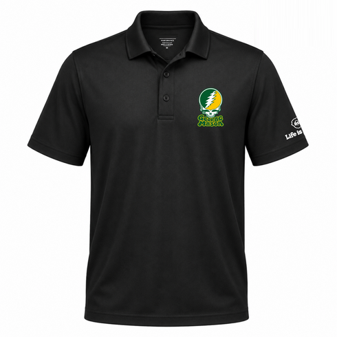 George Mason Stealie Premium Unisex Polo — Design: George Mason University — Black