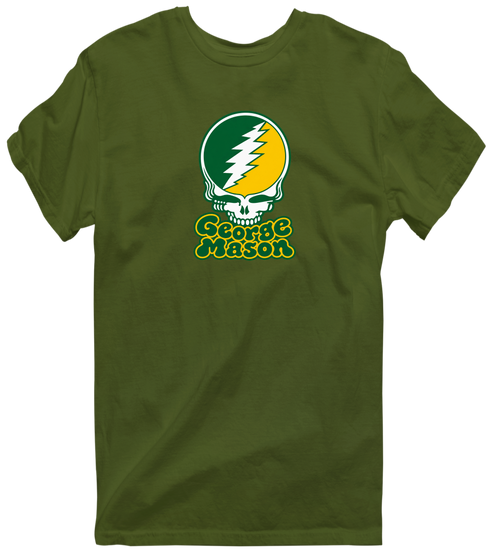 George Mason Stealie Premium Unisex T-Shirt — Design: George Mason University — Military Green