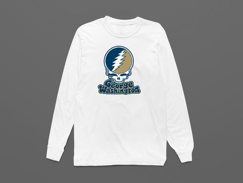 George Washington Stealie Premium Unisex Long-Sleeve — Design: George Washington University — White