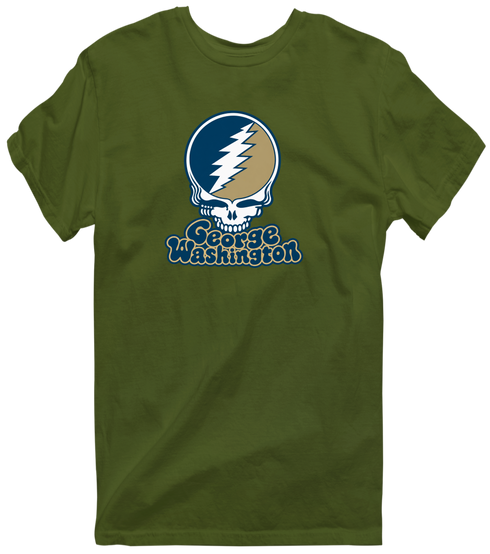 George Washington Stealie Premium Unisex T-Shirt — Design: George Washington University — Military Green