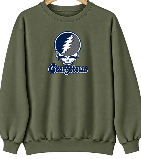 Georgetown Stealie Premium Unisex Crewneck — Design: Georgetown University — Military Green