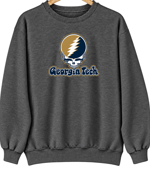 Georgia Tech Stealie Premium Unisex Crewneck — Design: Georgia Institute of Technology — Dark Heather