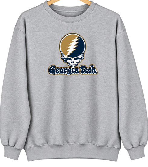 Georgia Tech Stealie Premium Unisex Crewneck — Design: Georgia Institute of Technology — Sport Grey