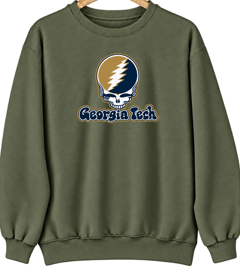 Georgia Tech Stealie Premium Unisex Crewneck — Design: Georgia Institute of Technology — Military Green