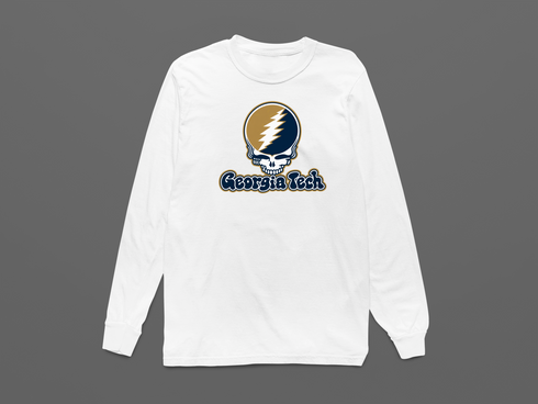 Georgia Tech Stealie Premium Unisex Long-Sleeve — Design: Georgia Institute of Technology — White