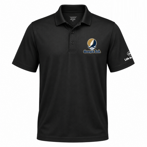 Georgia Tech Stealie Premium Unisex Polo — Design: Georgia Institute of Technology — Black