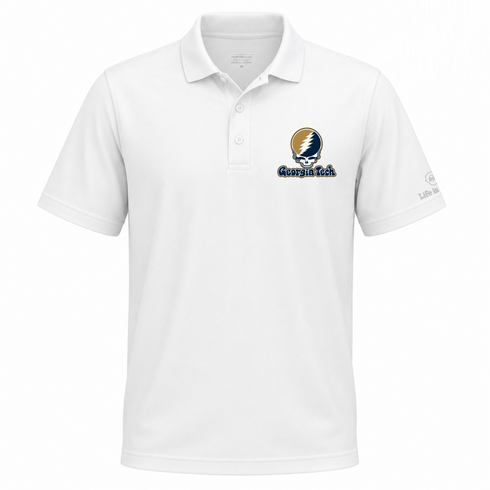 Georgia Tech Stealie Premium Unisex Polo — Design: Georgia Institute of Technology — White