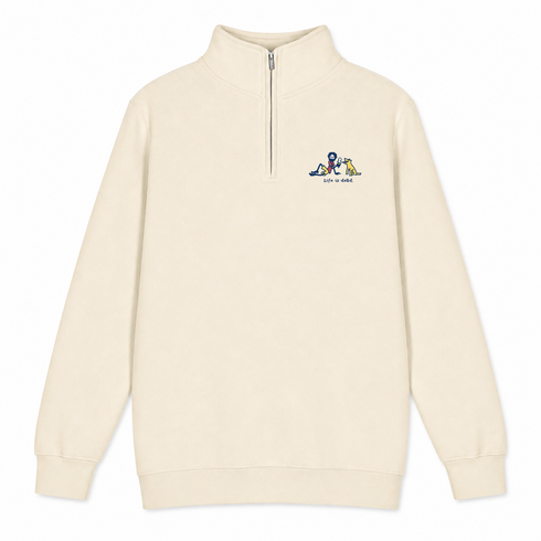 Jerry and Frank are Sharin' - Life is dead.® - Premium Grateful Dead Quarter-Zip Pullover - Sand - 1