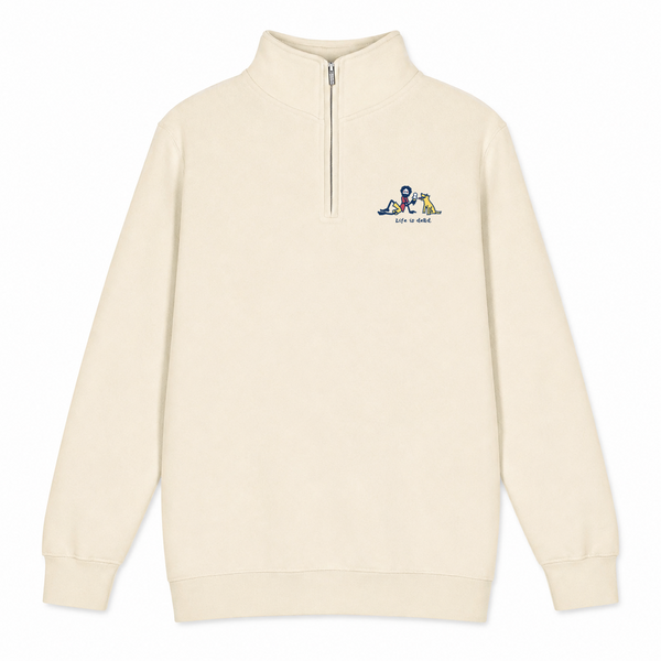 Jerry and Frank are Sharin' - Life is dead.® - Premium Grateful Dead Quarter-Zip Pullover - Sand - 1