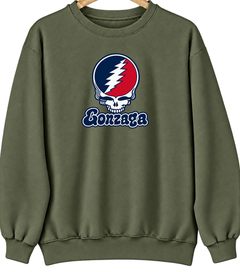 Gonzaga Stealie Premium Unisex Crewneck — Design: Gonzaga University — Military Green
