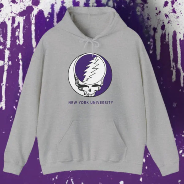 New York University Grateful Dead Hoodie - Hooded Sweatshirt - NYU - StealieShop