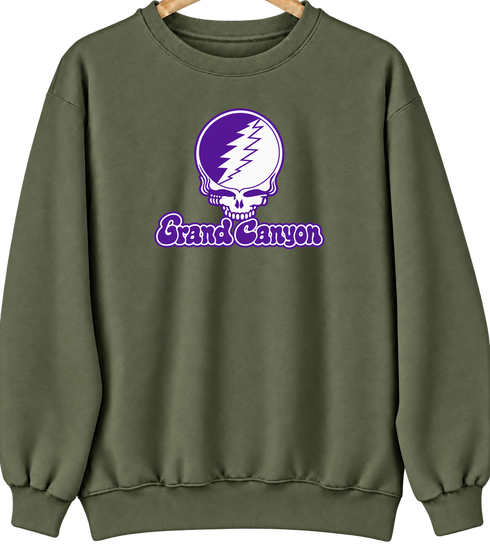 Grand Canyon Stealie Premium Unisex Crewneck — Design: Grand Canyon University — Military Green