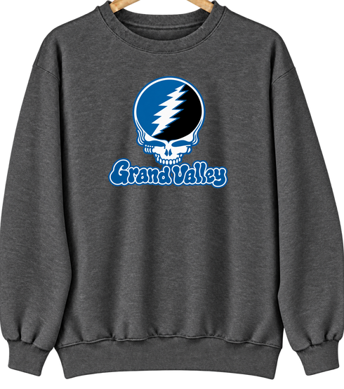 Grand Valley State Stealie Premium Unisex Crewneck — Design: Grand Valley State University — Dark Heather