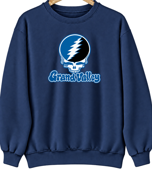 Grand Valley State Stealie Premium Unisex Crewneck — Design: Grand Valley State University — Navy