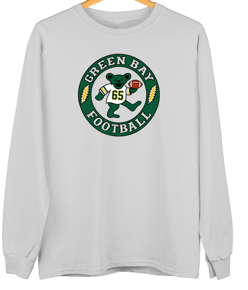 Green Bay Football Dancing Bear Premium Crewneck — Green Bay Packers — Sport Grey