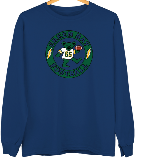 Green Bay Football Dancing Bear Premium Crewneck — Green Bay Packers — Navy
