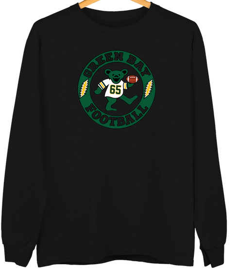 Green Bay Football Dancing Bear Premium Crewneck — Green Bay Packers — Black