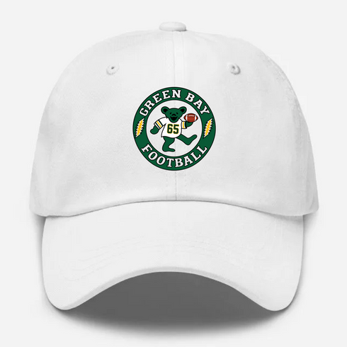 Green Bay Football Dancing Bear Premium Dad Hat — Green Bay Packers — White