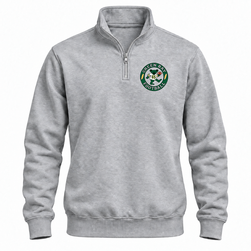 Green Bay Football Dancing Bear Premium Quarter-Zip — Green Bay Packers — Sport Grey