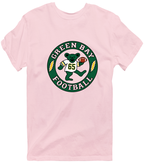 Green Bay Football Dancing Bear Premium T-Shirt — Green Bay Packers — Light Pink