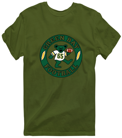 Green Bay Football Dancing Bear Premium T-Shirt — Green Bay Packers — Military Green