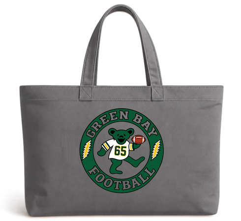 Green Bay Football Dancing Bear Premium Tote Bag — Green Bay Packers — Grey