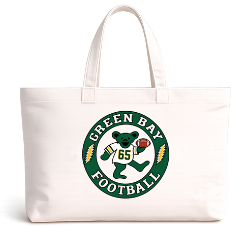 Green Bay Football Dancing Bear Premium Tote Bag — Green Bay Packers — White