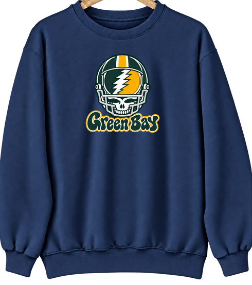 Green Bay Helmet Stealie Premium Unisex Crewneck — Green Bay Packers — Navy