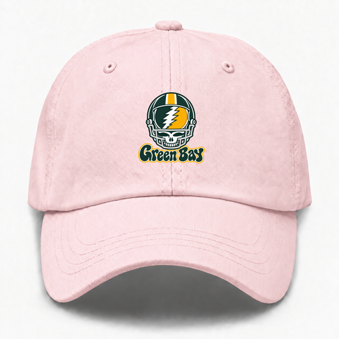 Green Bay Helmet Stealie Premium Unisex Dad Hat — Green Bay Packers — Pink
