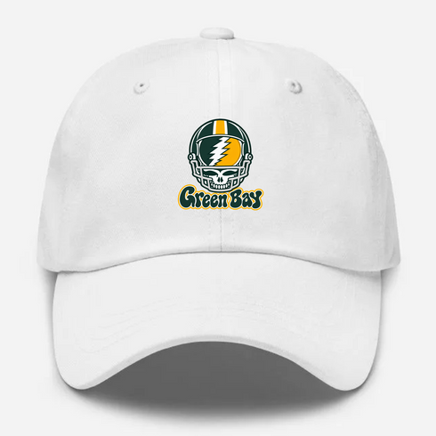 Green Bay Helmet Stealie Premium Unisex Dad Hat — Green Bay Packers — White