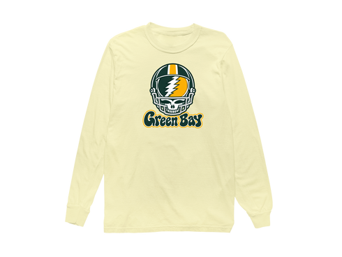 Green Bay Helmet Stealie Premium Unisex Long-Sleeve — Green Bay Packers — Butter