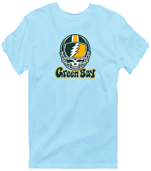 Green Bay Helmet Stealie Premium Unisex T-Shirt — Green Bay Packers — Light Blue