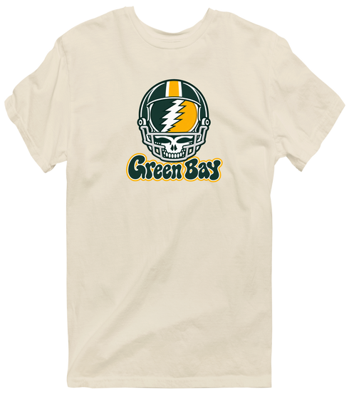 Green Bay Helmet Stealie Premium Unisex T-Shirt — Green Bay Packers — Sand