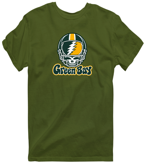 Green Bay Helmet Stealie Premium Unisex T-Shirt — Green Bay Packers — Military Green
