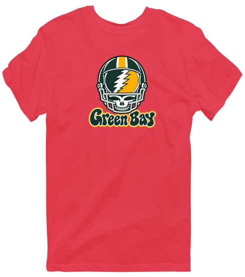 Green Bay Helmet Stealie Premium Unisex T-Shirt — Green Bay Packers — Heather Red