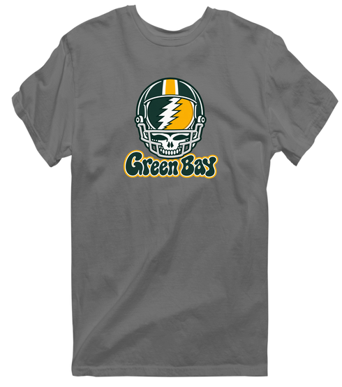 Green Bay Helmet Stealie Premium Unisex T-Shirt — Green Bay Packers — Charcoal