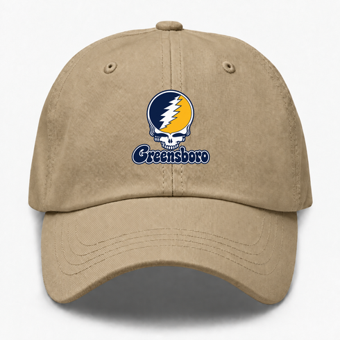 Greensboro Stealie Premium Unisex Dad Hat — Design: North Carolina University of Greensboro — Khaki