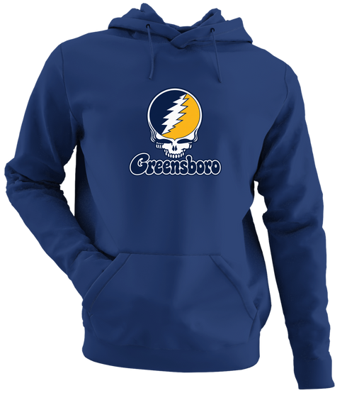 Greensboro Stealie Premium Unisex Hoodie — Design: North Carolina University of Greensboro — Navy