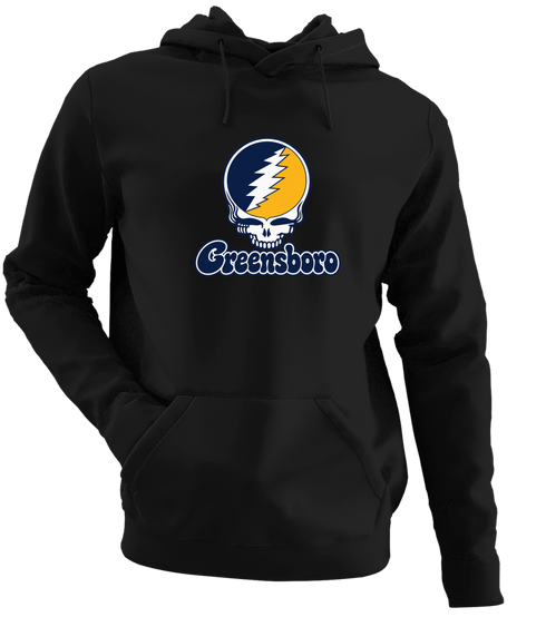 Greensboro Stealie Premium Unisex Hoodie — Design: North Carolina University of Greensboro — Black