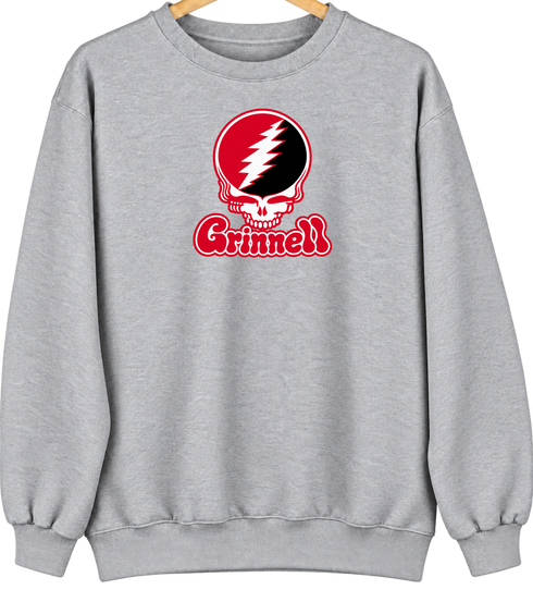 Grinnell Stealie Premium Unisex Crewneck — Design: Grinnell College — Sport Grey