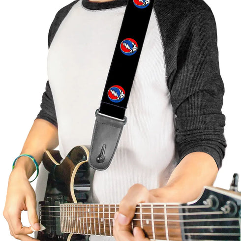 Grateful Dead - Guitar Strap - Steal Your Face Repeat Black Color - StealieShop