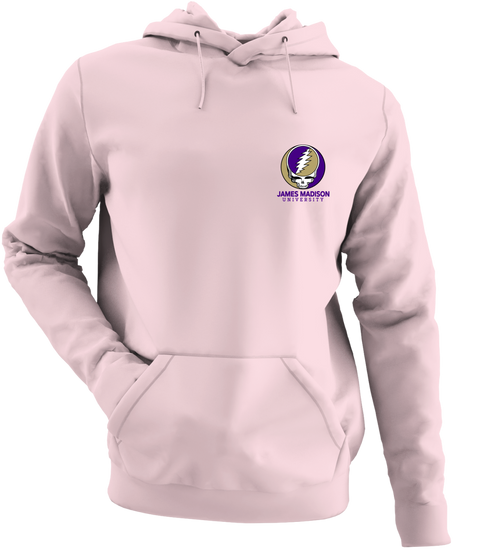 James Madison University - Premium Grateful Dead Left Chest Hoodie - Light Pink