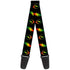 Grateful Dead - Guitar Strap - Steal Your Face w Lightning Bolt Repeat Black Rasta - StealieShop