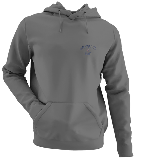 Grateful Dad Distressed - - Life is dead.® - Premium Grateful Dead Left Chest Hoodie - Charcoal