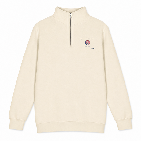 250 years of Freedom Stealie - Life is dead. - Premium Grateful Dead Quarter-Zip Pullover - Sand - 1
