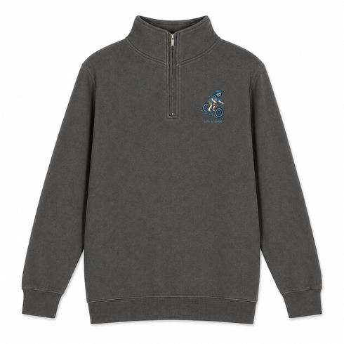 Jerry's Mountain Biking - Life is dead.® - Premium Grateful Dead Quarter-Zip Pullover - Charcoal - 5